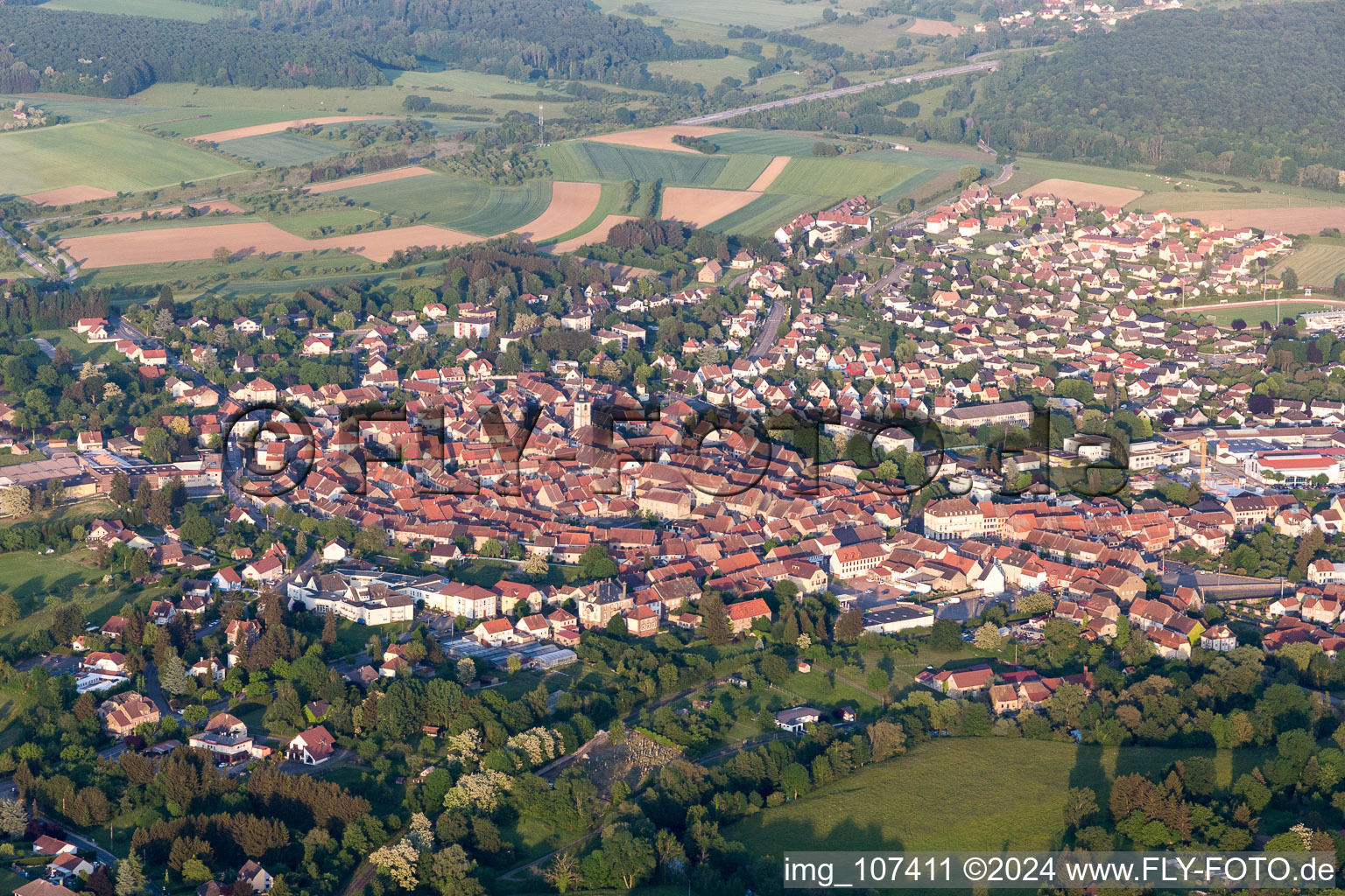 Oblique view of Sarre-Union in the state Bas-Rhin, France