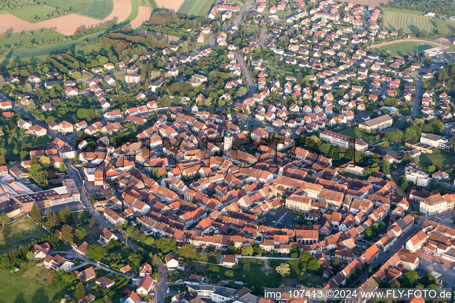 Town View of the streets and houses of the residential areas in Sarre-Union in Grand Est, France