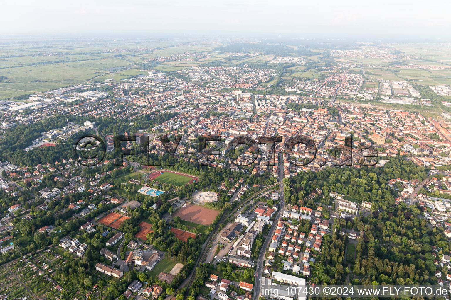 Drone recording of Landau in der Pfalz in the state Rhineland-Palatinate, Germany