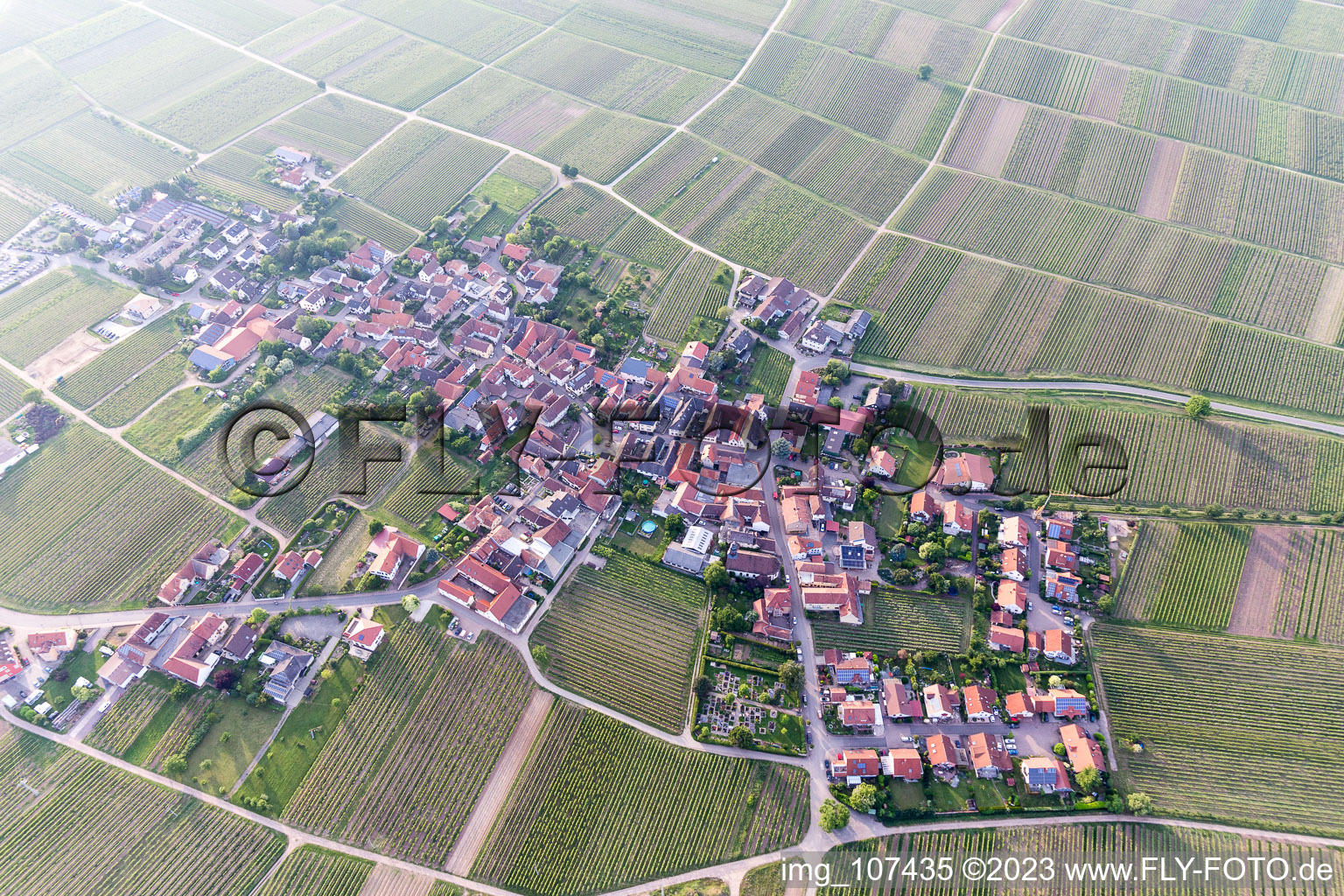 Aerial photograpy of Flemlingen in the state Rhineland-Palatinate, Germany