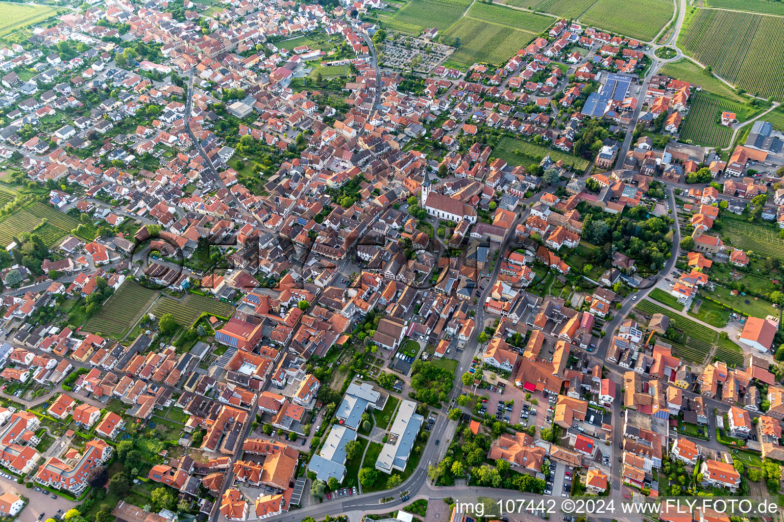 Aerial view of Maikammer in the state Rhineland-Palatinate, Germany