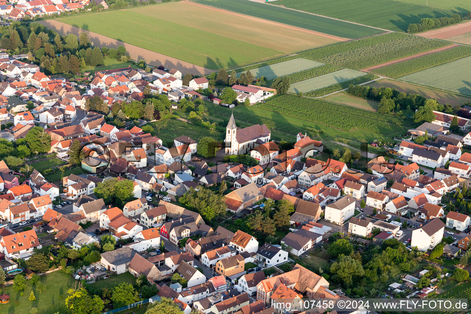 Aerial photograpy of Rödersheim-Gronau in the state Rhineland-Palatinate, Germany