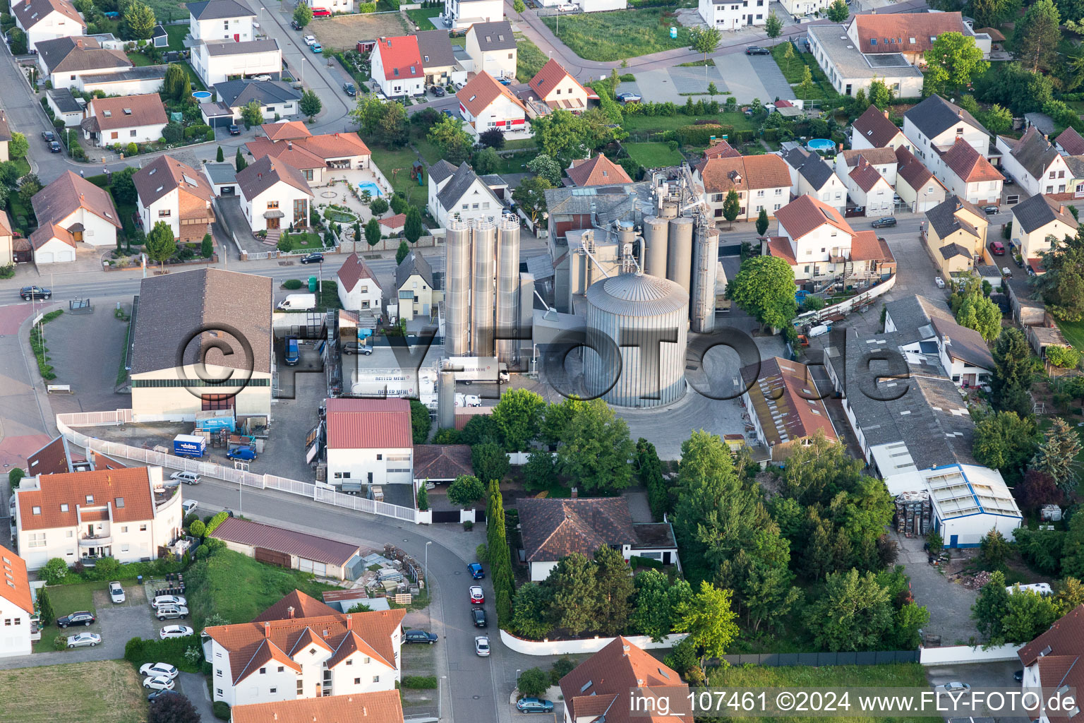 Silo for storage of grains from the mill Deller Muehle in Hochdorf-Assenheim in the state Rhineland-Palatinate, Germany