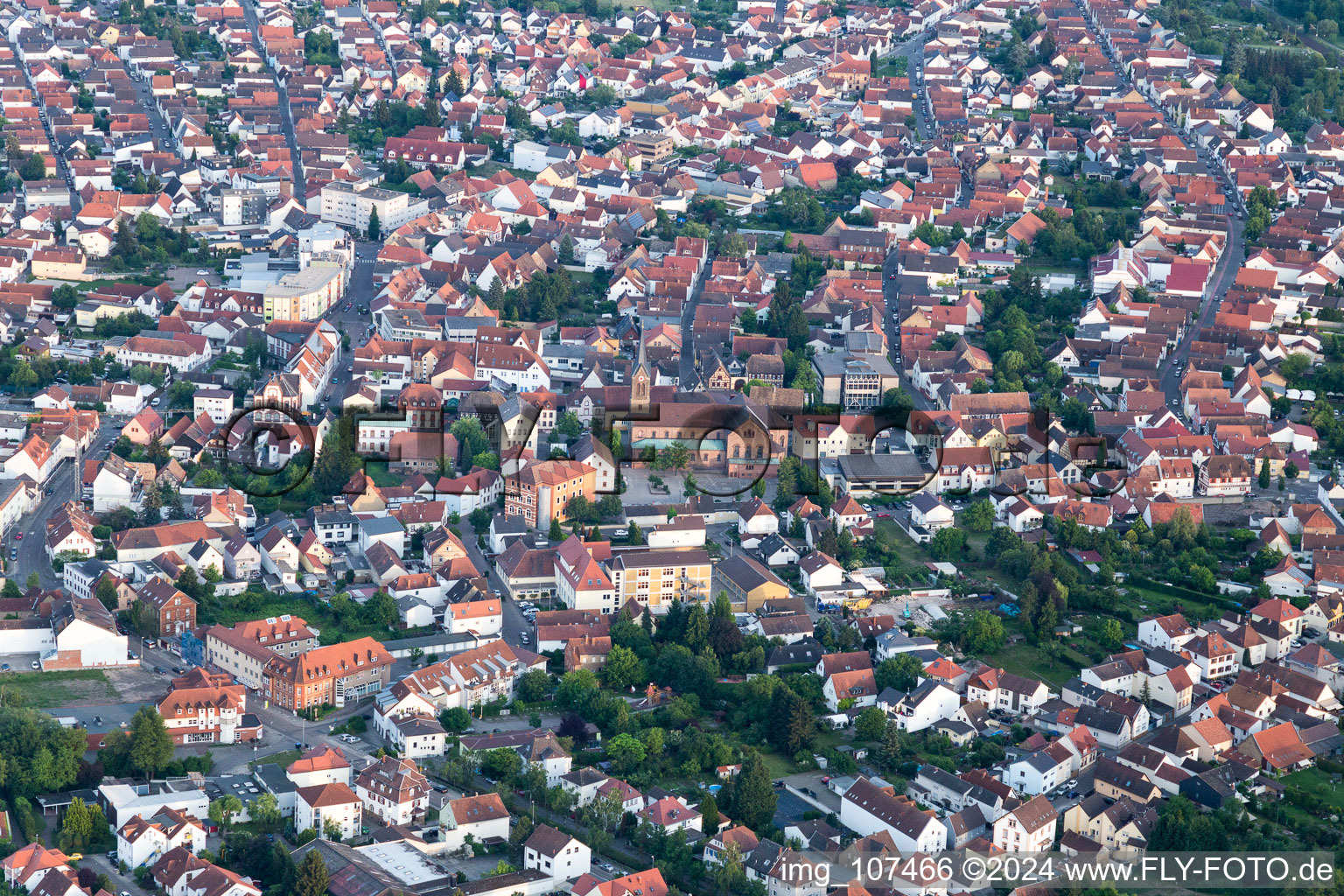 Aerial photograpy of Schifferstadt in the state Rhineland-Palatinate, Germany