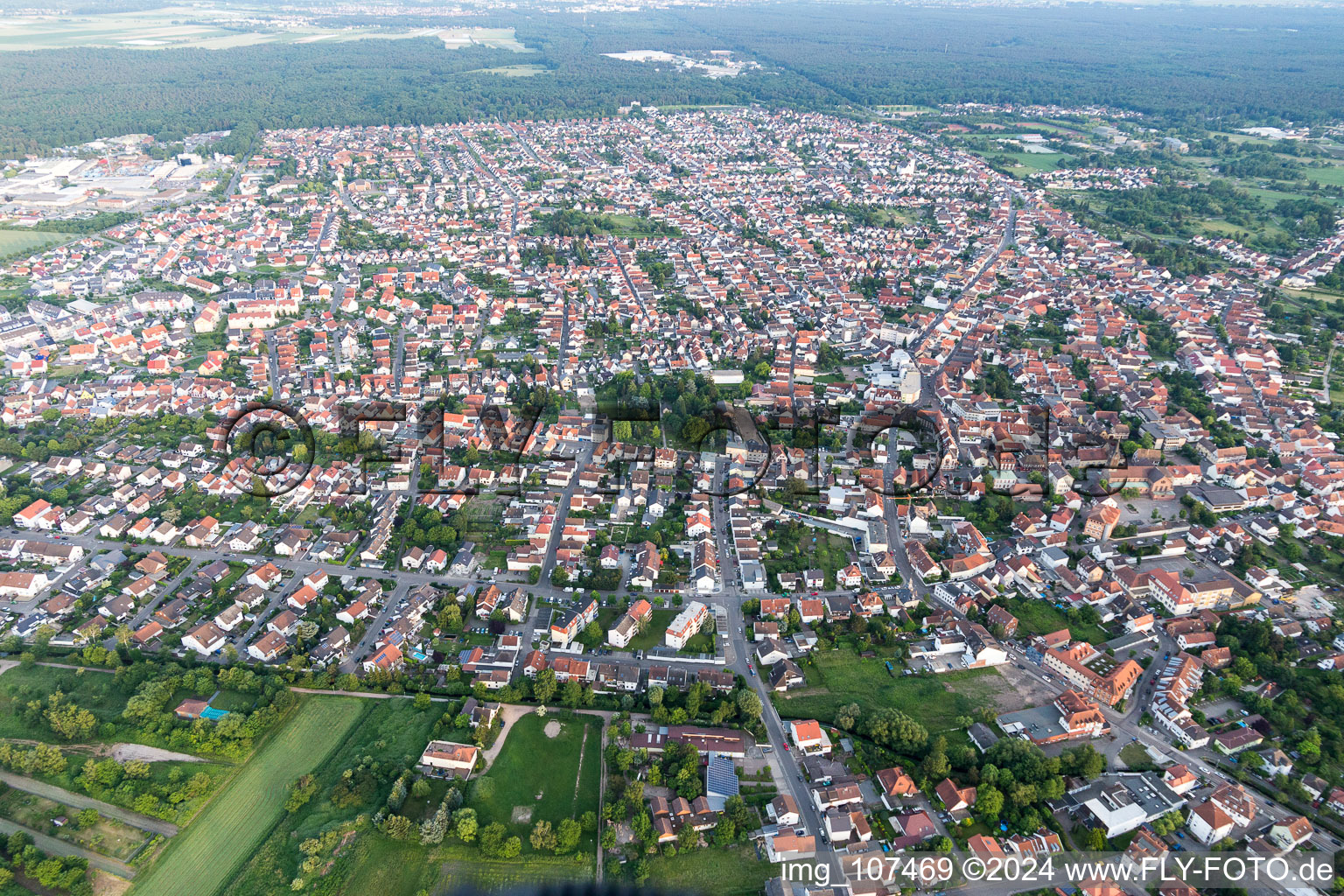 Schifferstadt in the state Rhineland-Palatinate, Germany from above