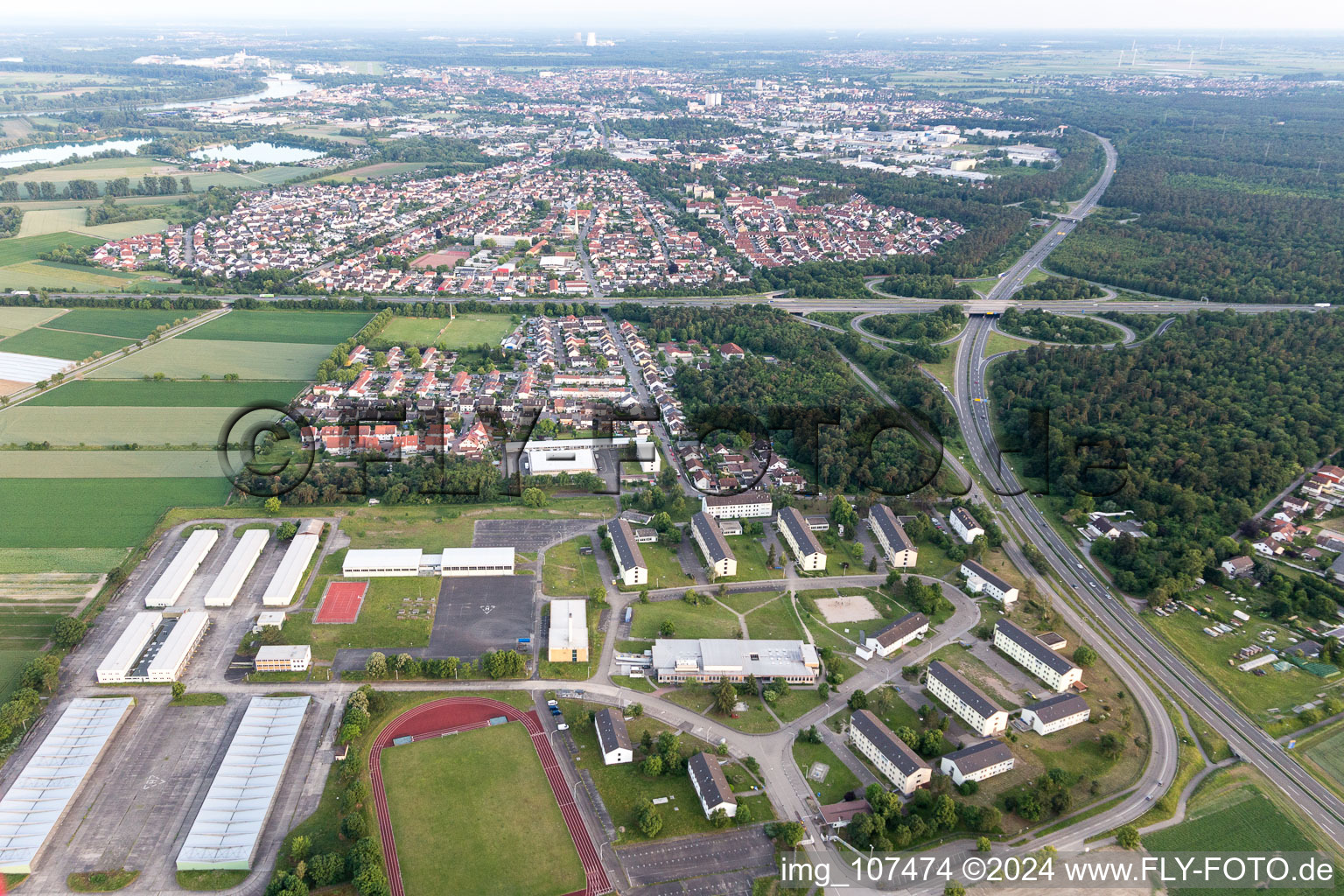 Aerial view of District Rinkenbergerhof in Speyer in the state Rhineland-Palatinate, Germany