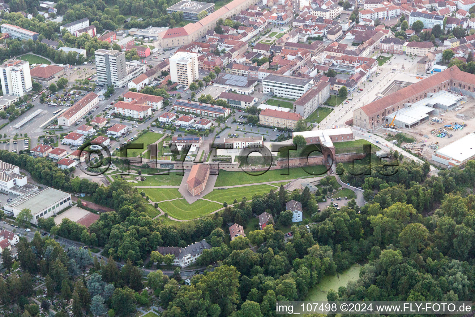 Oblique view of Germersheim in the state Rhineland-Palatinate, Germany