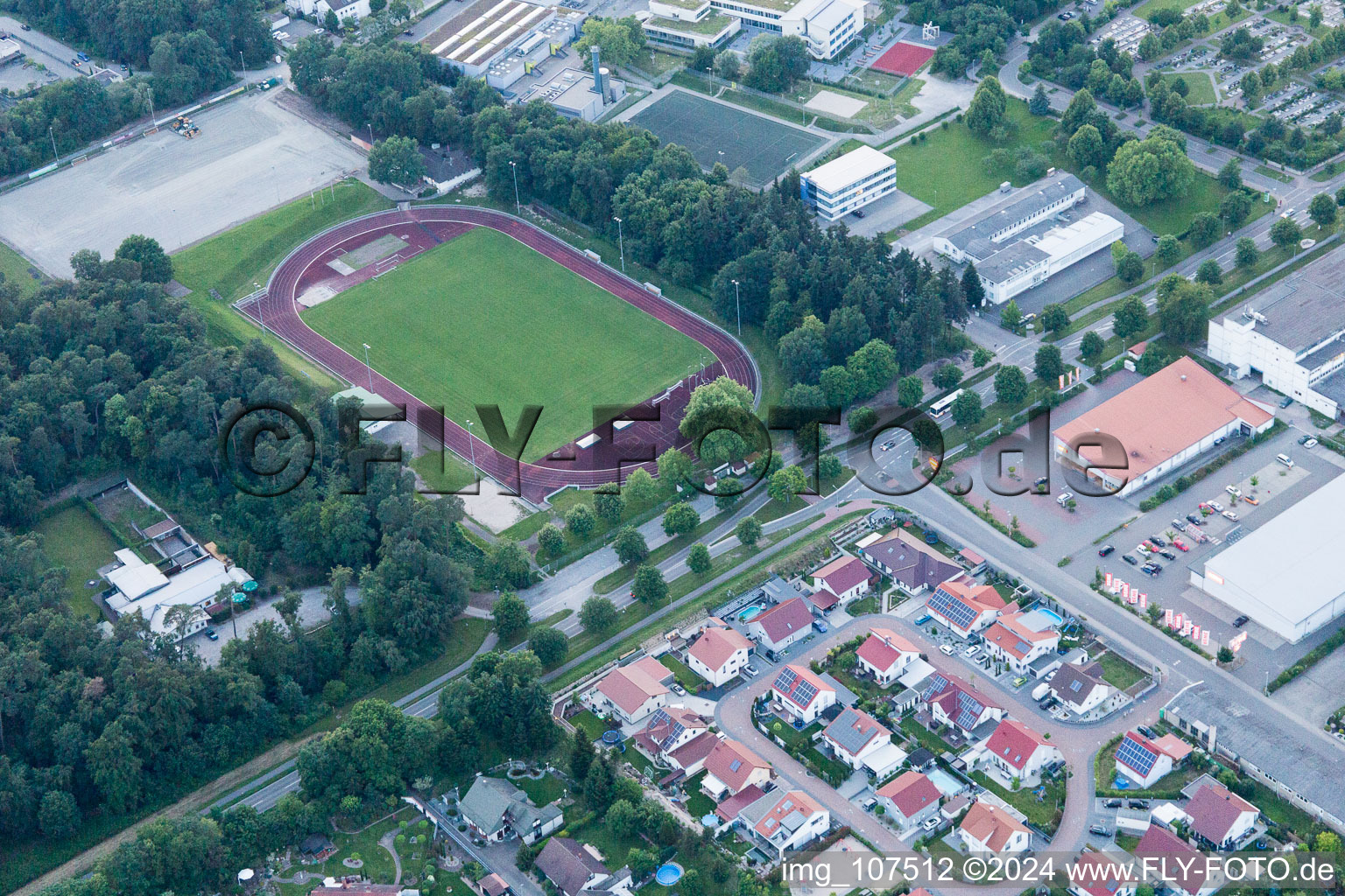 Rülzheim in the state Rhineland-Palatinate, Germany seen from above