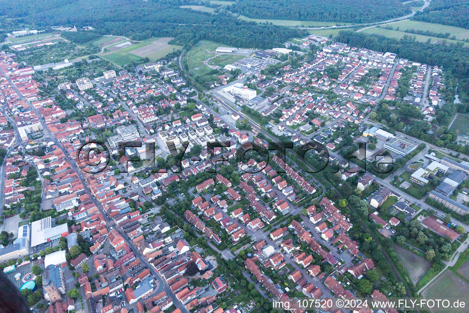 Kandel in the state Rhineland-Palatinate, Germany from the drone perspective