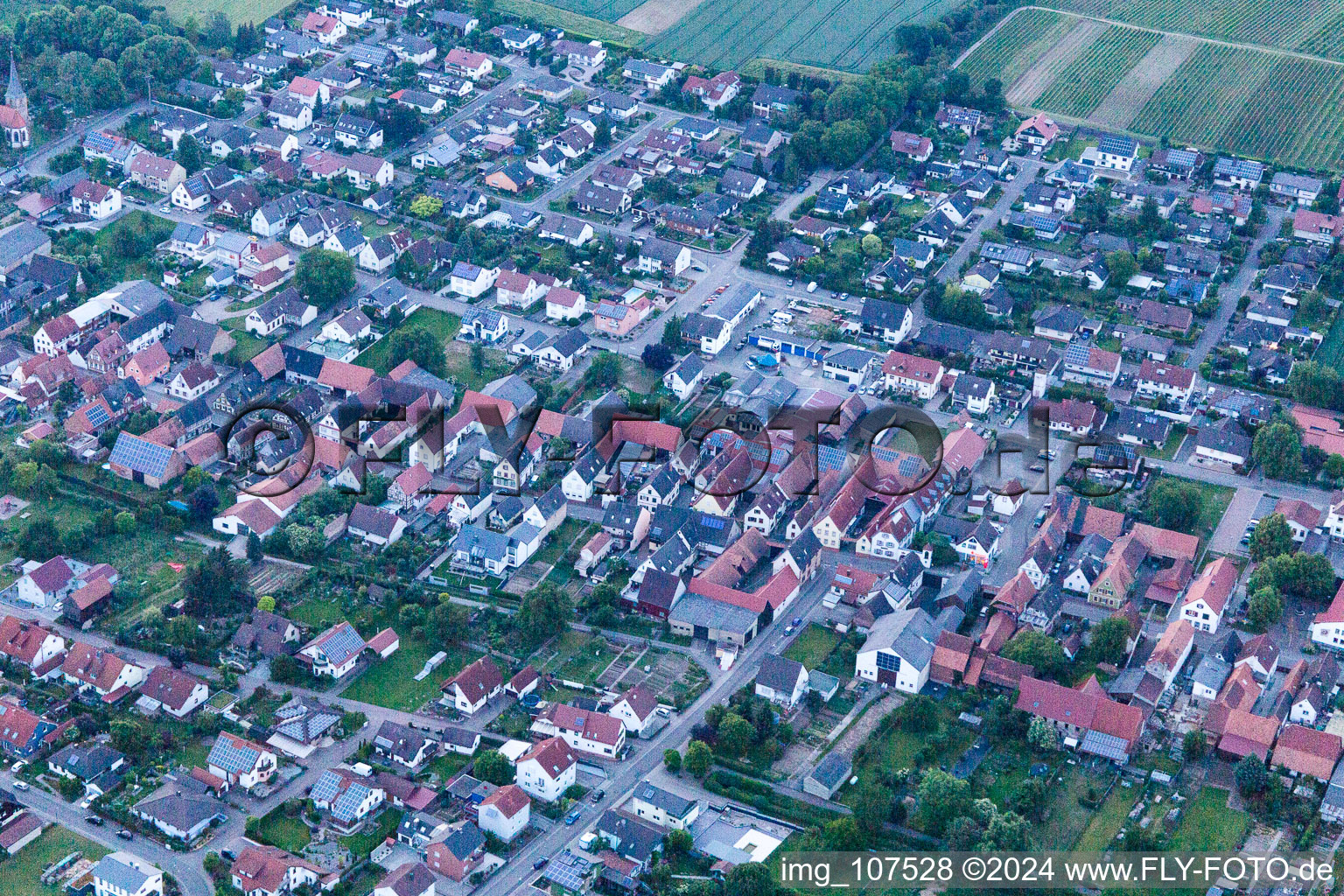 Aerial photograpy of Freckenfeld in the state Rhineland-Palatinate, Germany