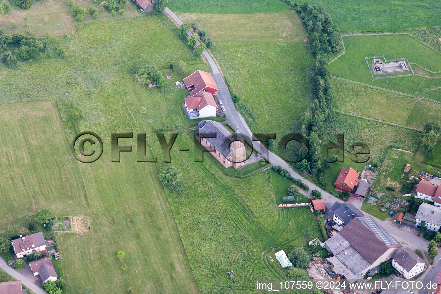 Aerial view of Donebach in the state Baden-Wuerttemberg, Germany