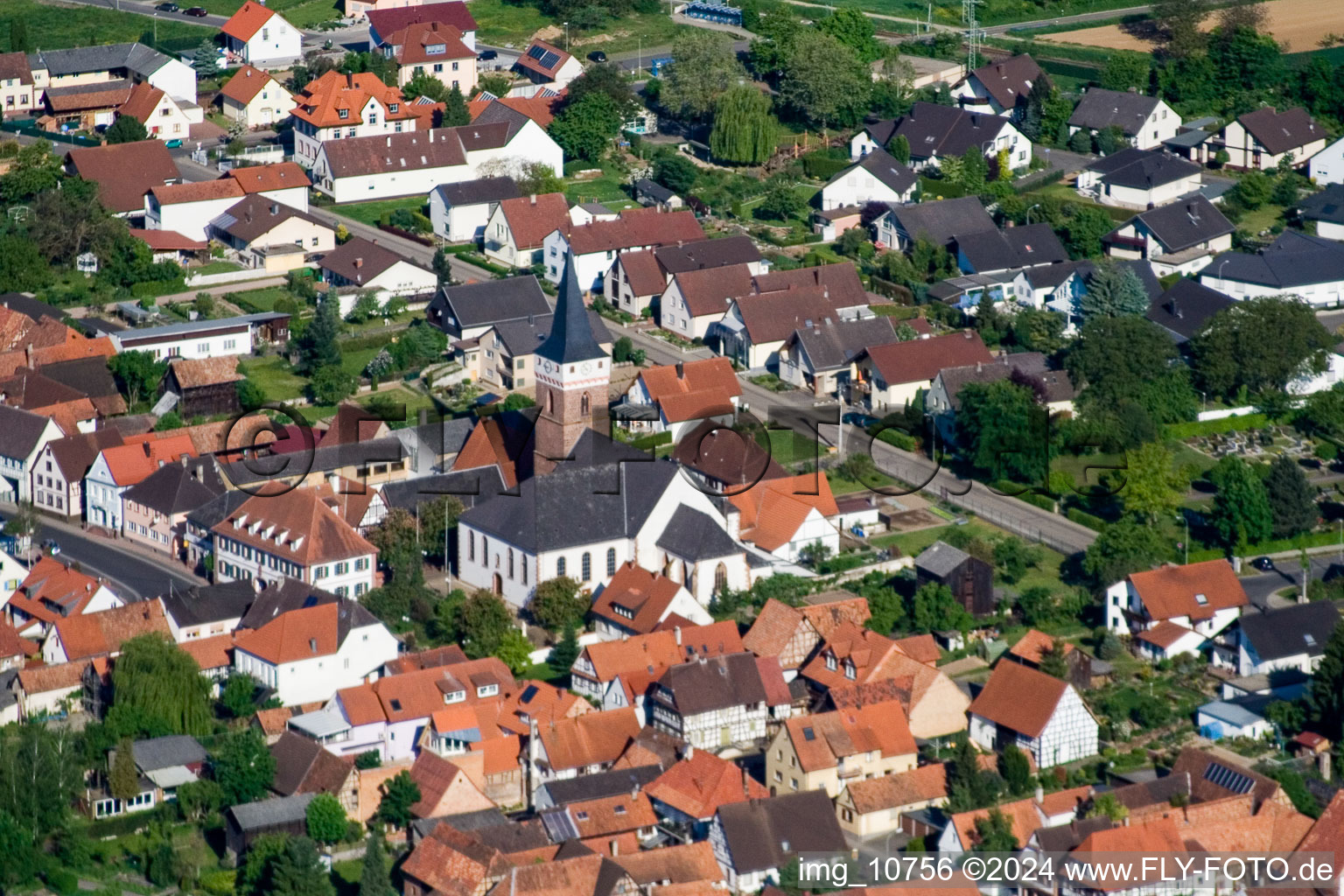 Church from the southeast in the district Schaidt in Wörth am Rhein in the state Rhineland-Palatinate, Germany