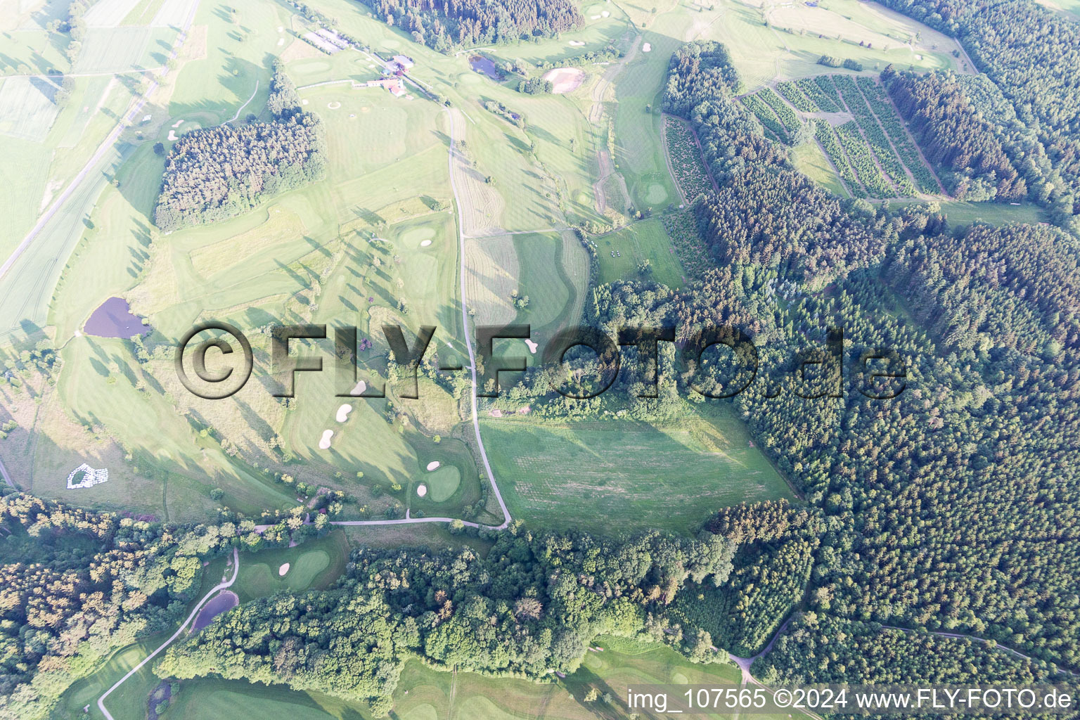 Aerial view of Golf course in Mudau in the state Baden-Wuerttemberg, Germany