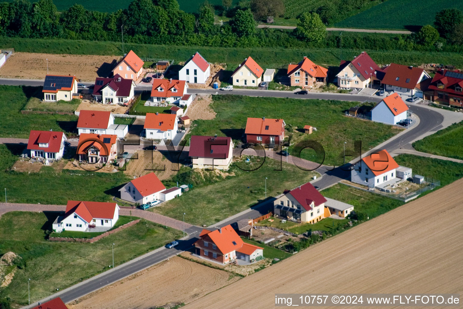 Drone image of District Schaidt in Wörth am Rhein in the state Rhineland-Palatinate, Germany