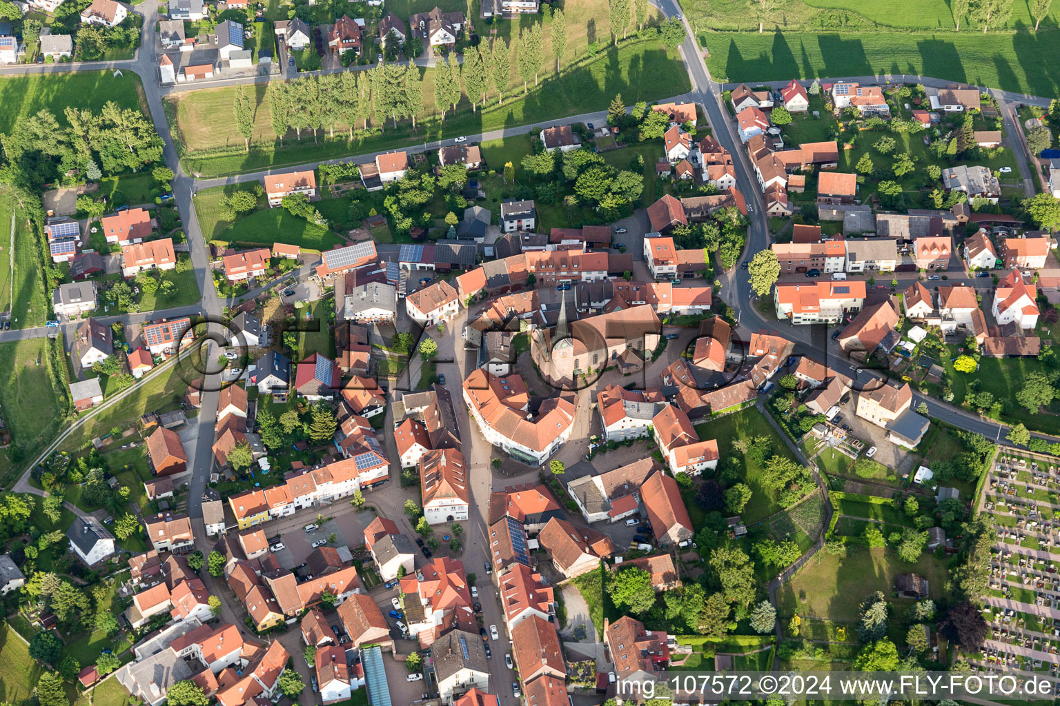 Aerial view of Mudau in the state Baden-Wuerttemberg, Germany