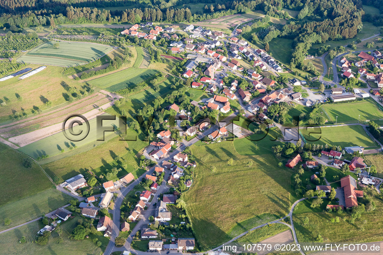 Aerial view of Laudenberg in the state Baden-Wuerttemberg, Germany