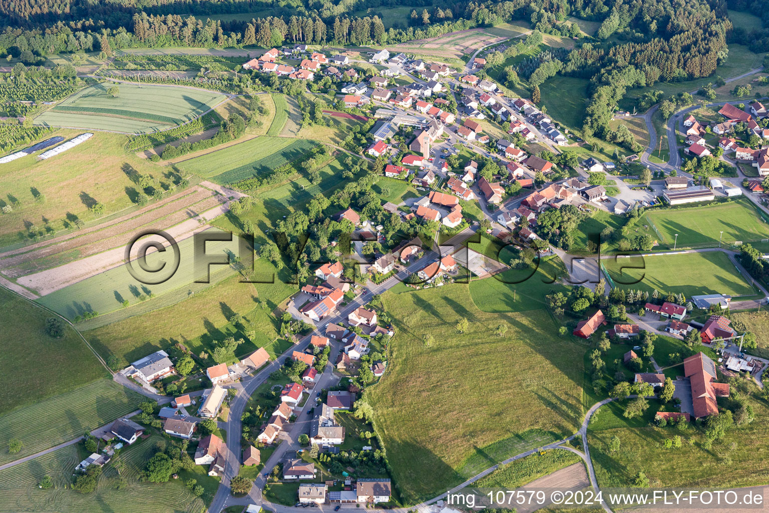 Aerial view of District Laudenberg in Limbach in the state Baden-Wuerttemberg, Germany