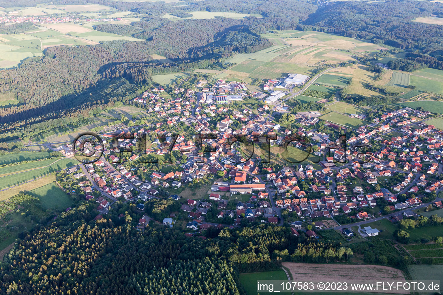 Limbach in the state Baden-Wuerttemberg, Germany seen from a drone