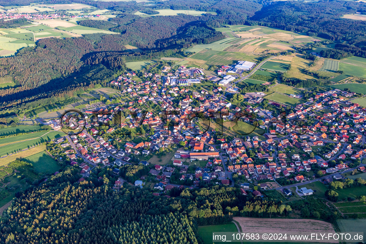 Limbach in the state Baden-Wuerttemberg, Germany seen from a drone