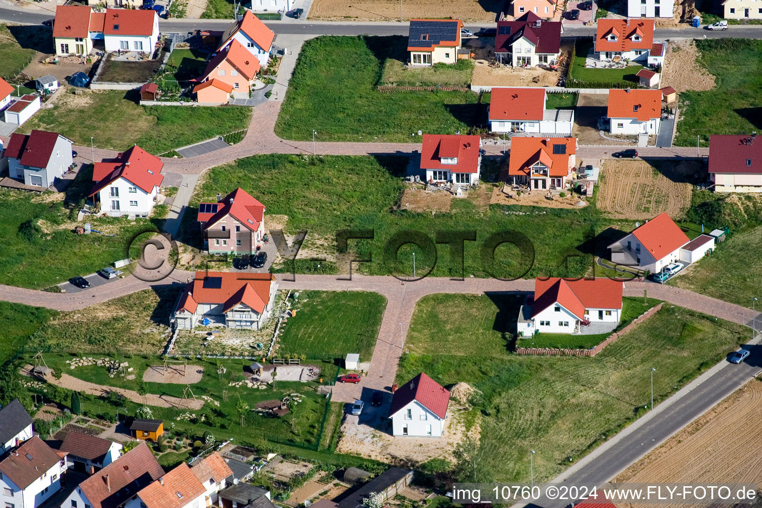 District Schaidt in Wörth am Rhein in the state Rhineland-Palatinate, Germany seen from a drone