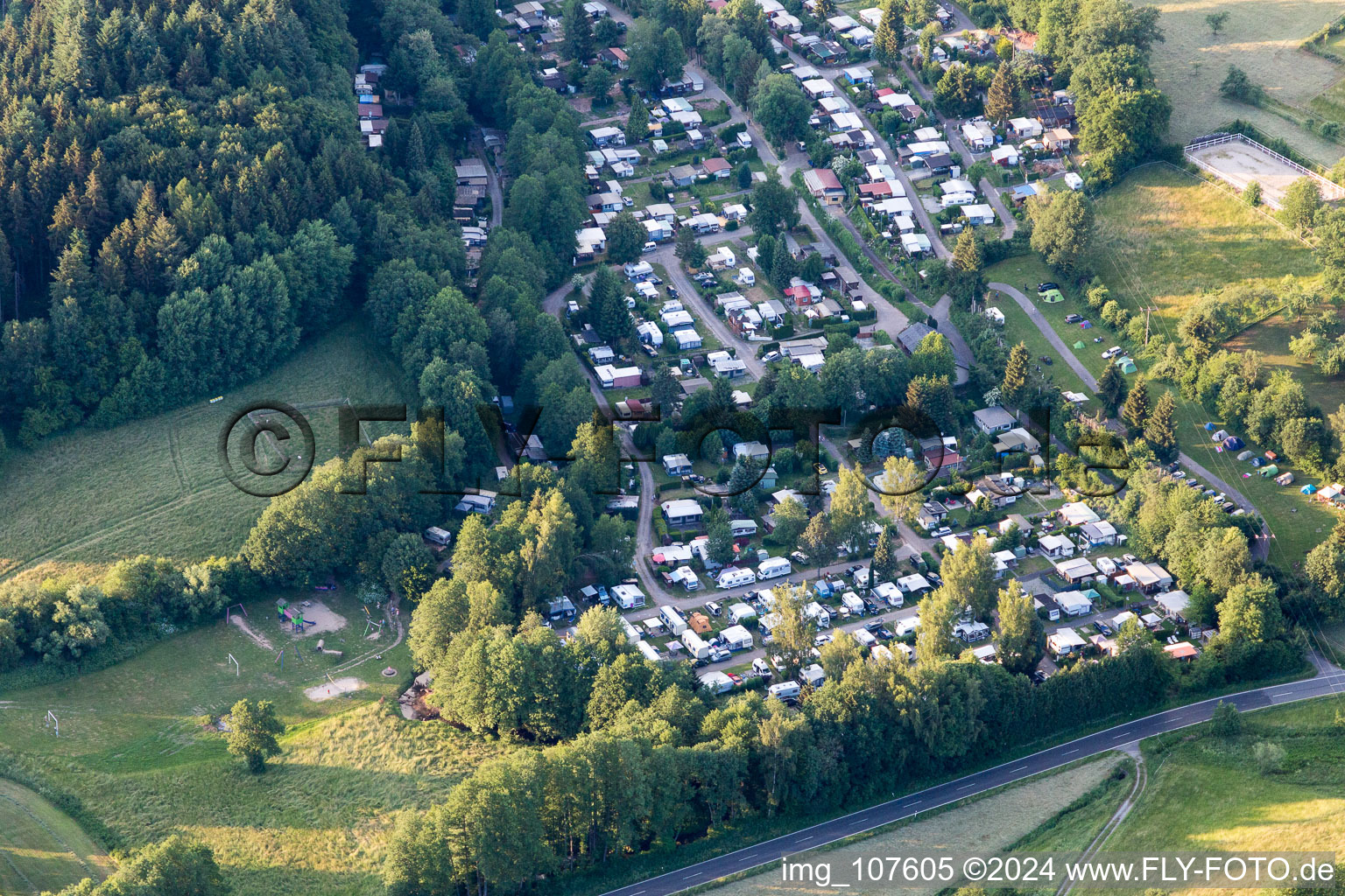 Odenwald Camping in the district Krumbach in Limbach in the state Baden-Wuerttemberg, Germany out of the air