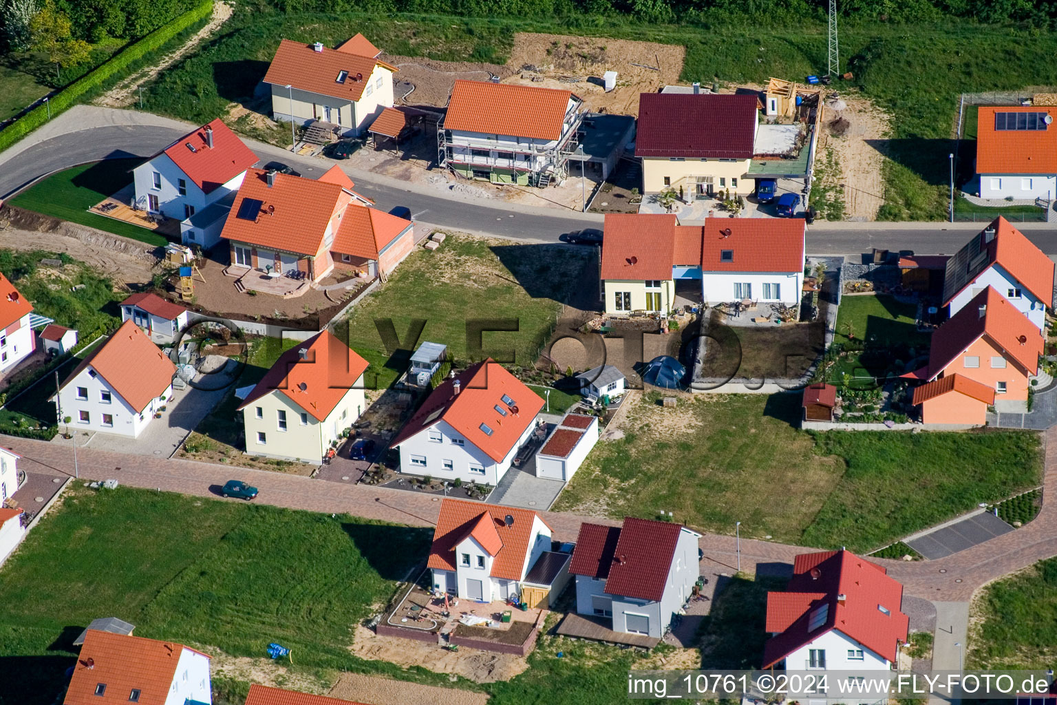 Aerial view of District Schaidt in Wörth am Rhein in the state Rhineland-Palatinate, Germany