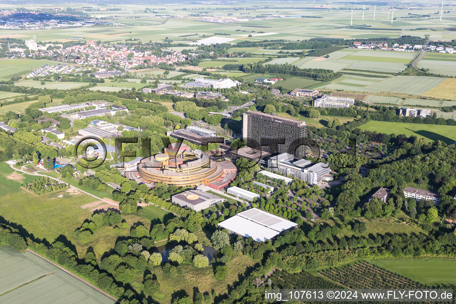 Oblique view of District Lerchenberg in Mainz in the state Rhineland-Palatinate, Germany