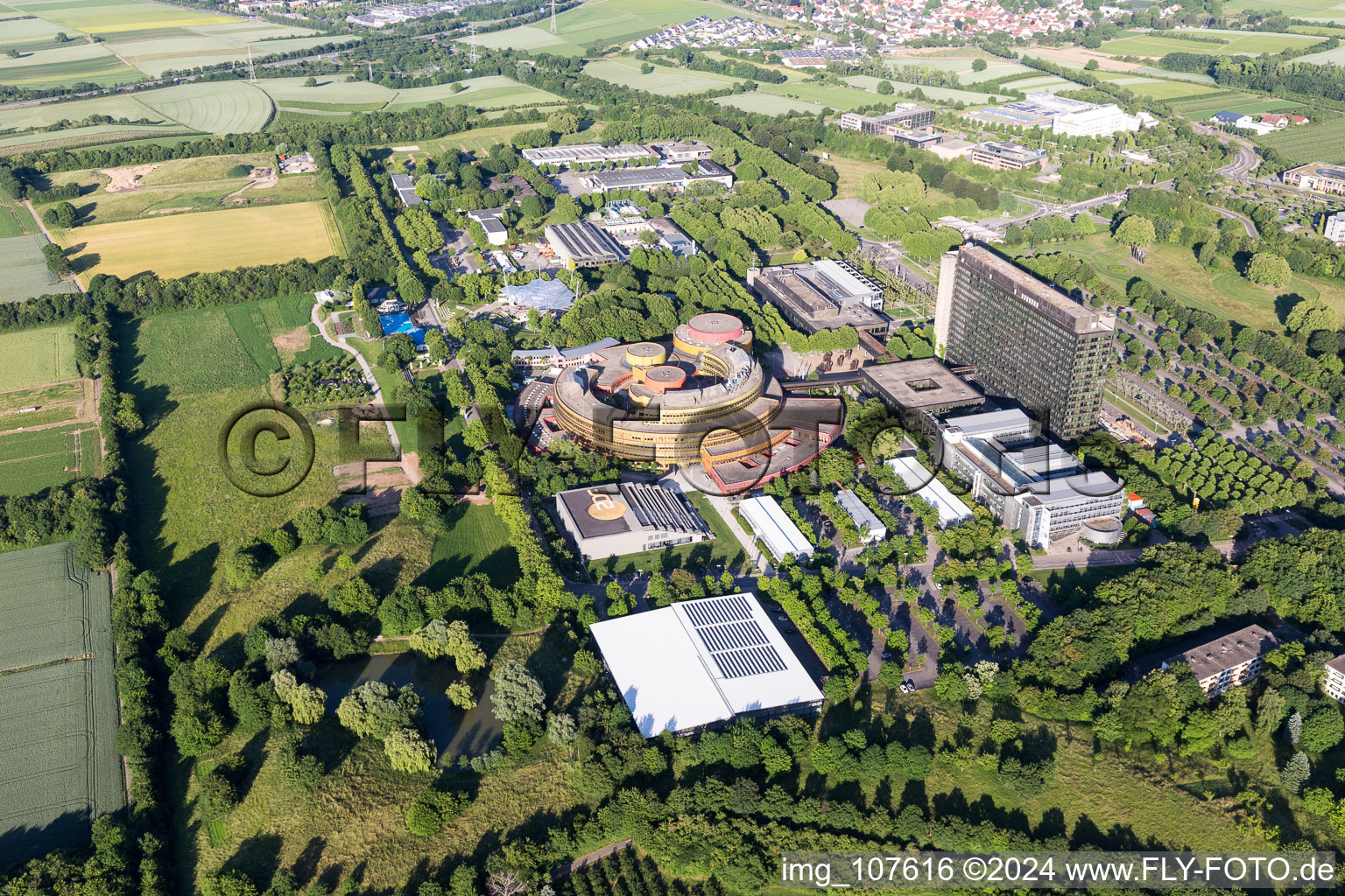 District Lerchenberg in Mainz in the state Rhineland-Palatinate, Germany from above