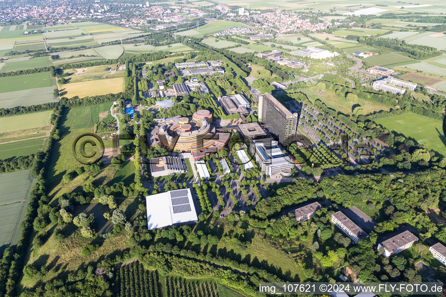 District Lerchenberg in Mainz in the state Rhineland-Palatinate, Germany from the plane