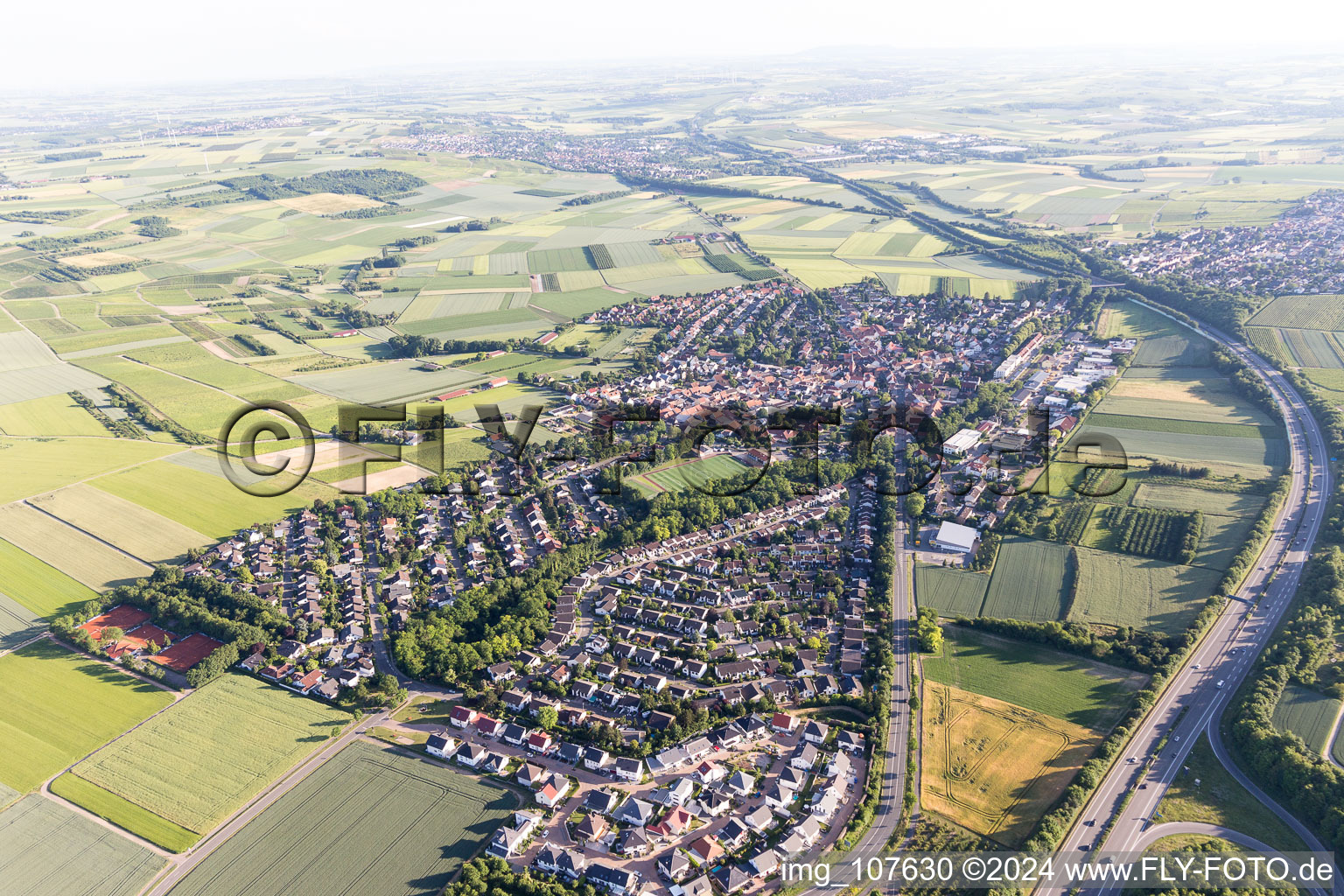 Aerial view of Klein-Winternheim in the state Rhineland-Palatinate, Germany