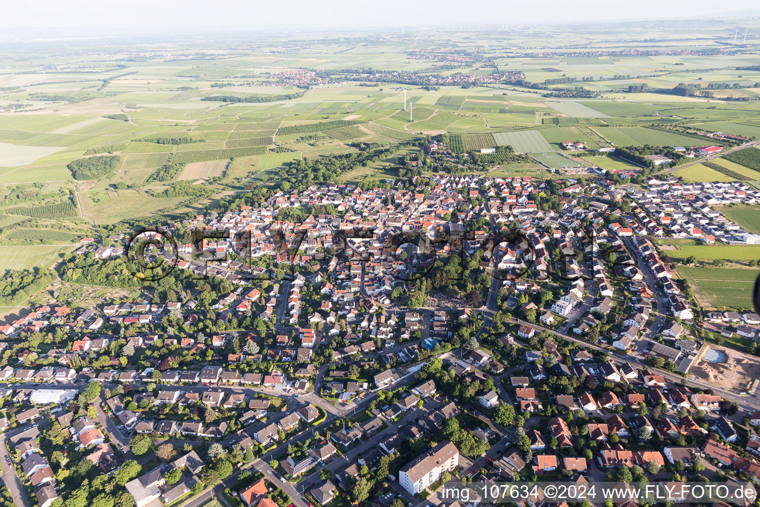 Oblique view of Zornheim in the state Rhineland-Palatinate, Germany