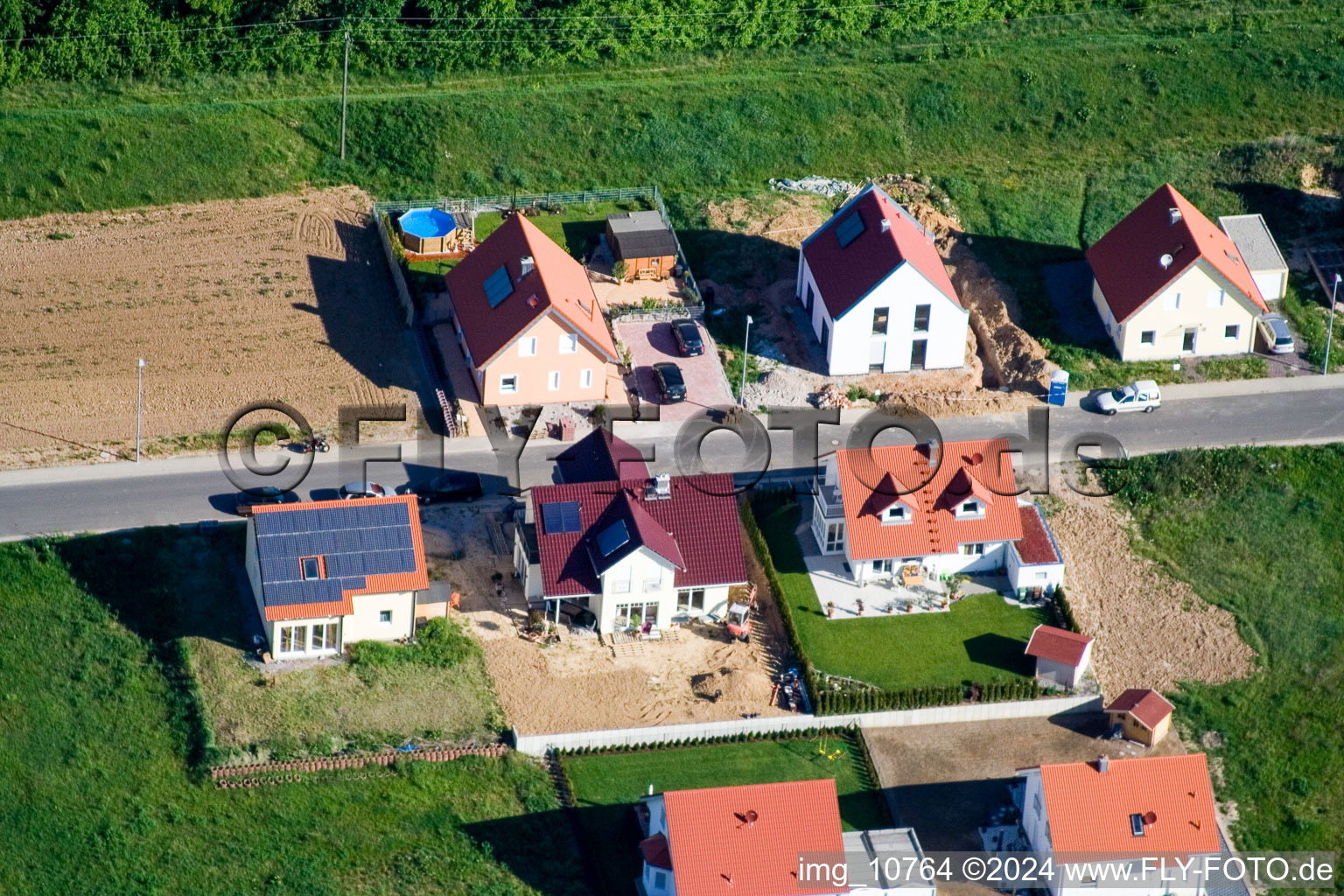 Oblique view of District Schaidt in Wörth am Rhein in the state Rhineland-Palatinate, Germany