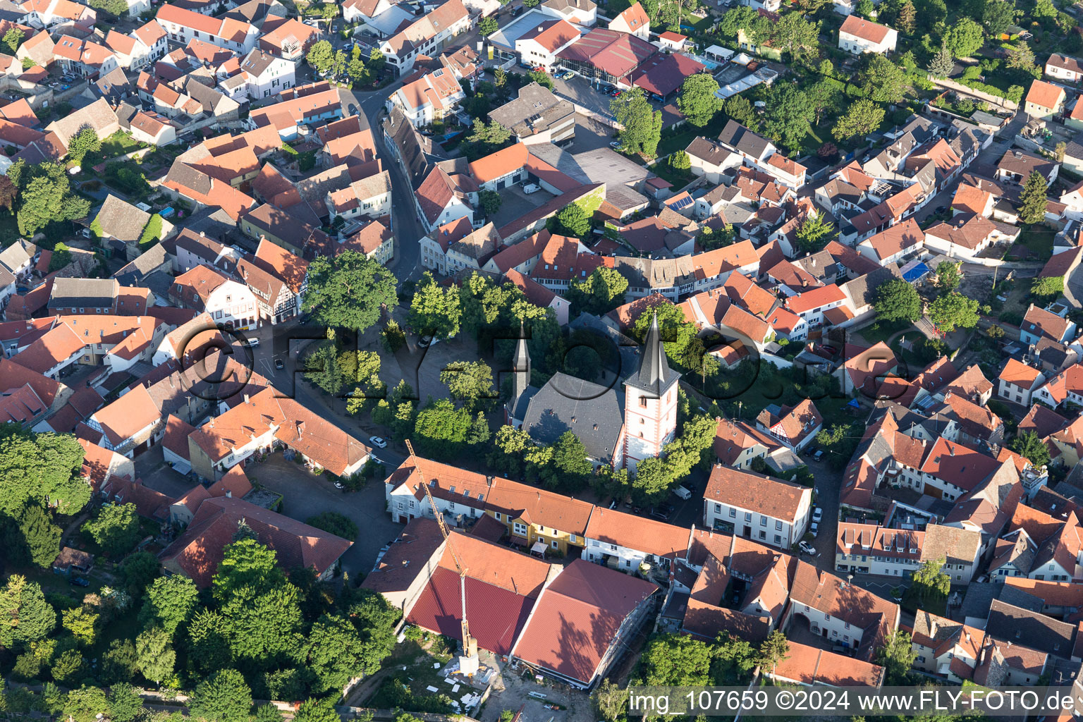 Drone recording of Westhofen in the state Rhineland-Palatinate, Germany