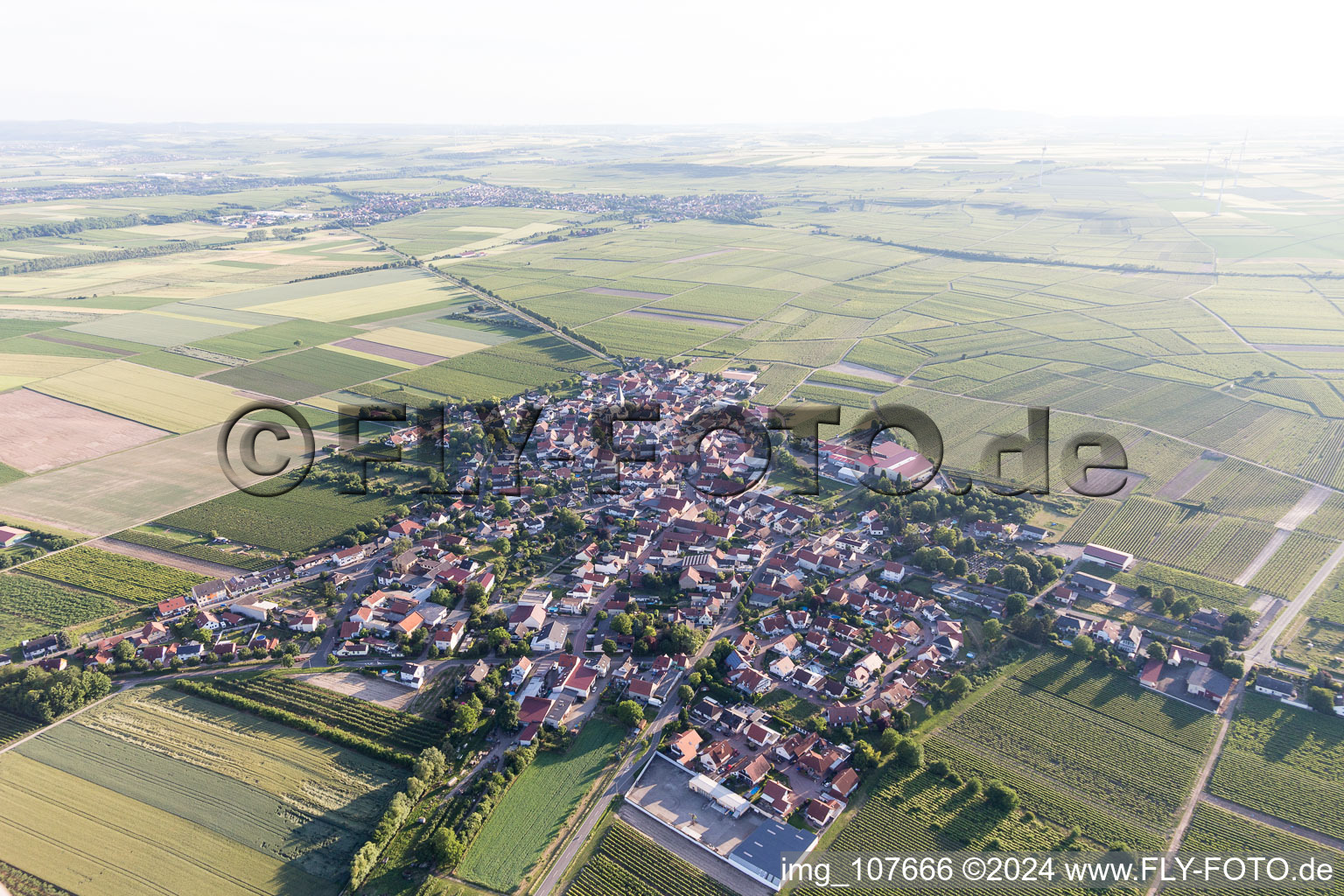 Oblique view of Gundheim in the state Rhineland-Palatinate, Germany