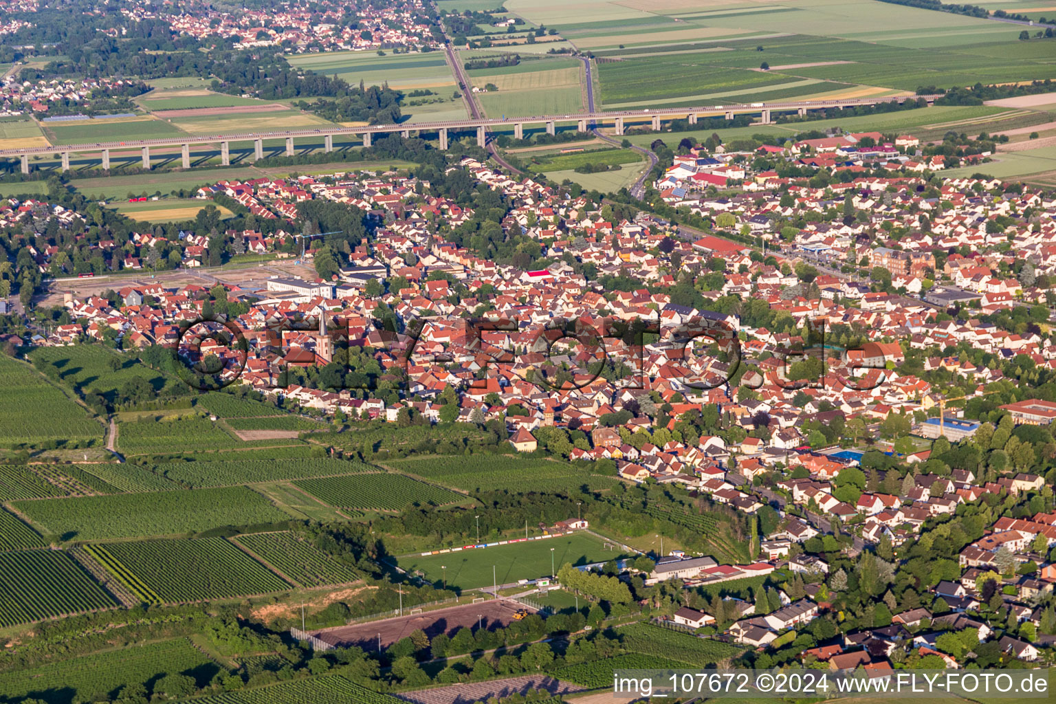 Town View of the streets and houses of the residential areas in Pfeddersheim in the state Rhineland-Palatinate, Germany