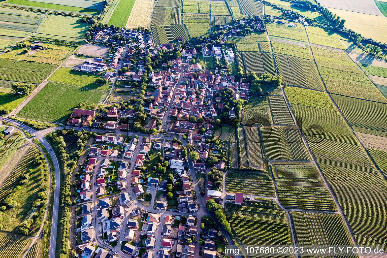 Aerial photograpy of Hohen-Sülzen in the state Rhineland-Palatinate, Germany