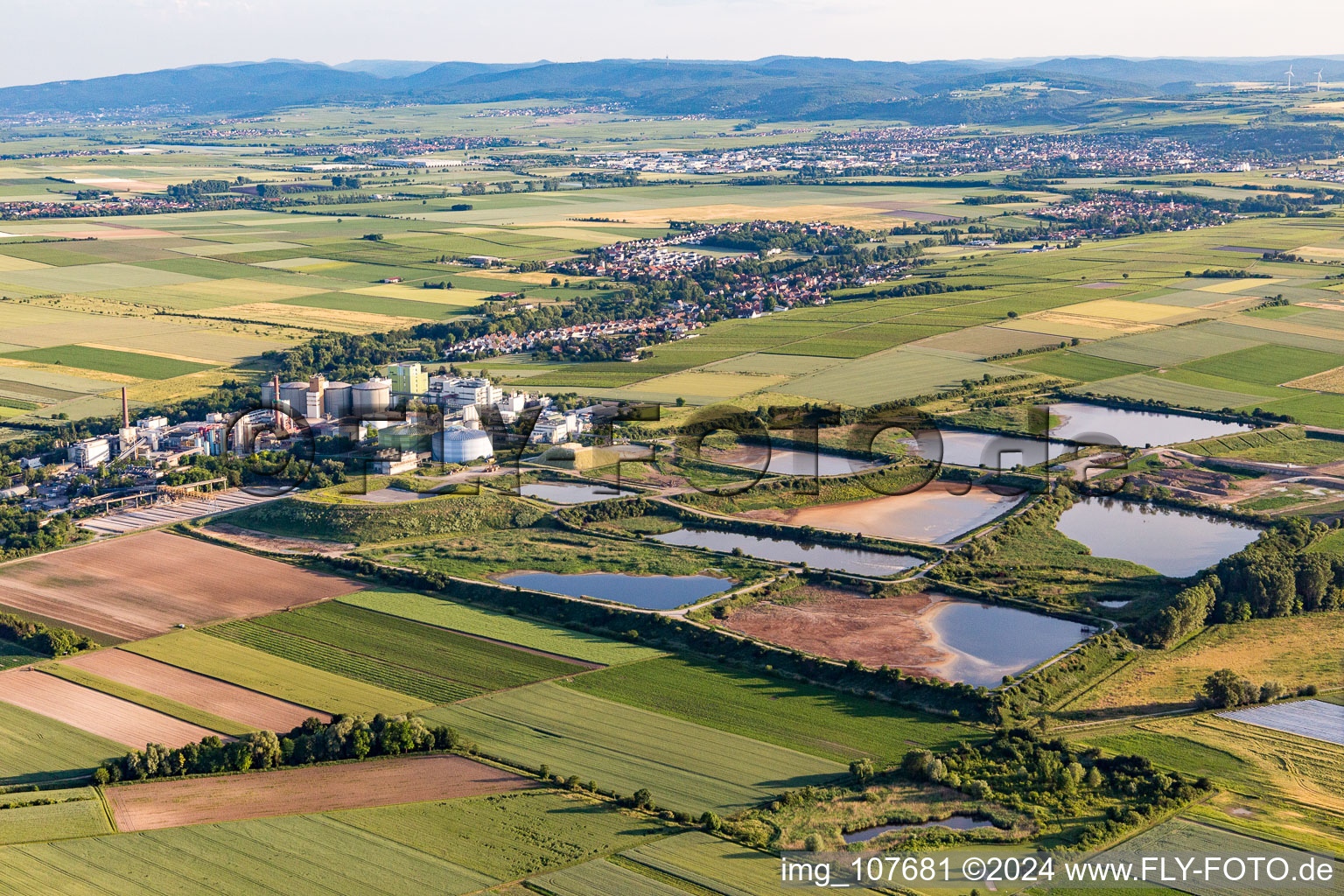 Sewage works Basin for waste water treatment of sugar factory Suedzucker AG in Obrigheim (Pfalz) in the state Rhineland-Palatinate, Germany