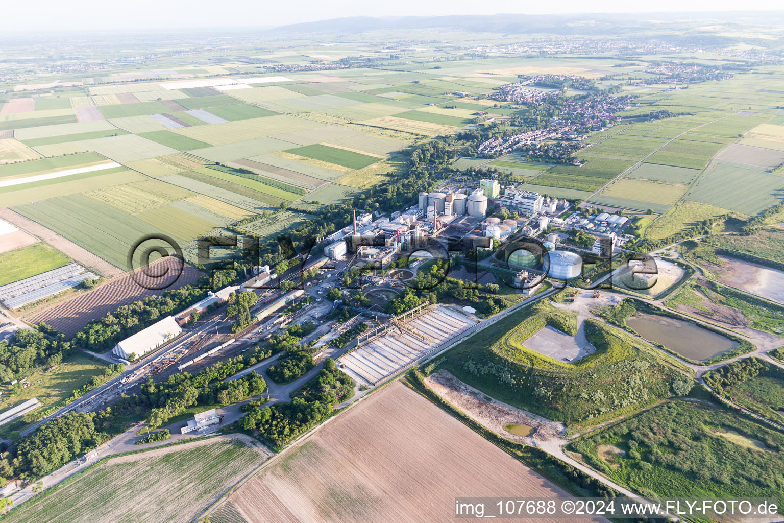 Aerial view of Südzucker AG in Offstein in the state Rhineland-Palatinate, Germany