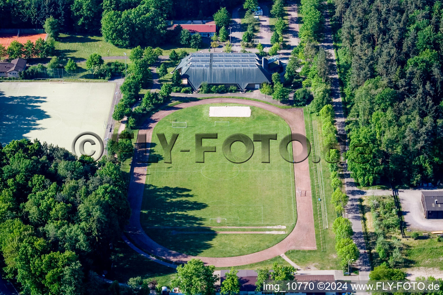 Aerial photograpy of TUS sports facilities in the district Schaidt in Wörth am Rhein in the state Rhineland-Palatinate, Germany