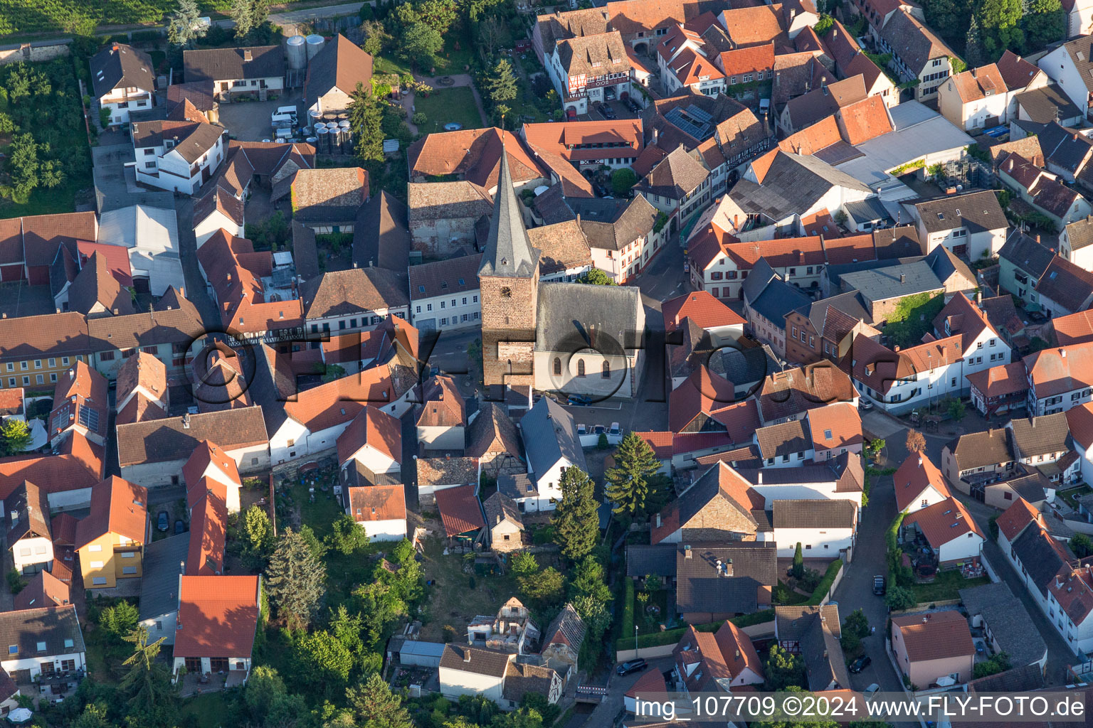 Protestantic Church building in the village of in Grosskarlbach in the state Rhineland-Palatinate, Germany