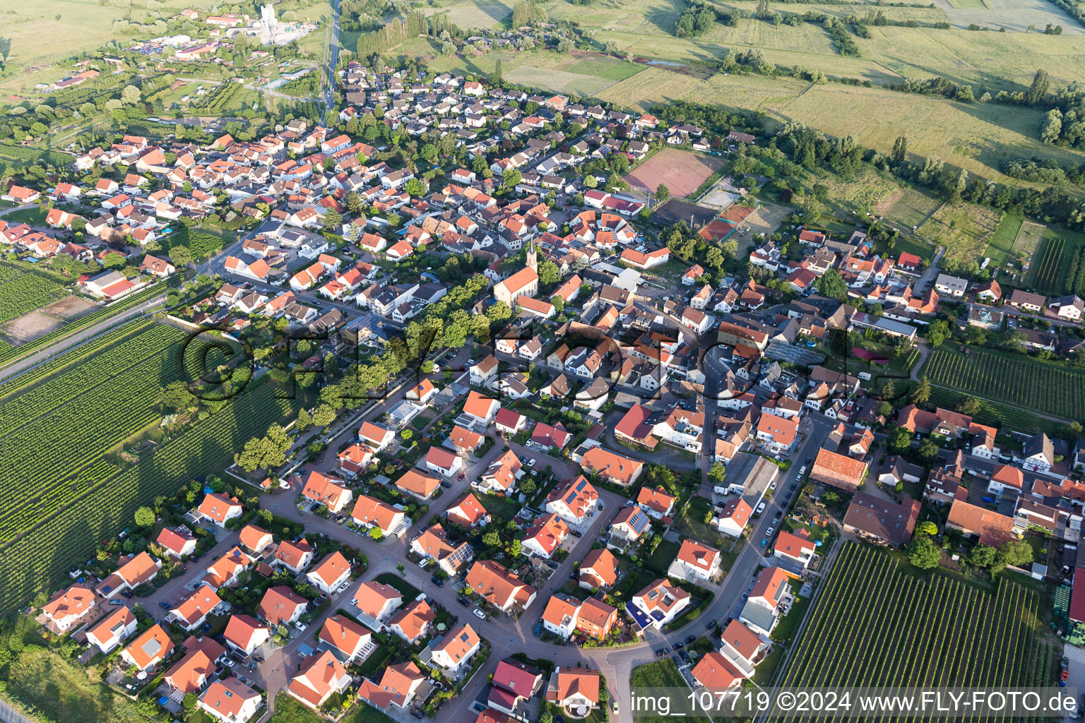 Oblique view of Erpolzheim in the state Rhineland-Palatinate, Germany