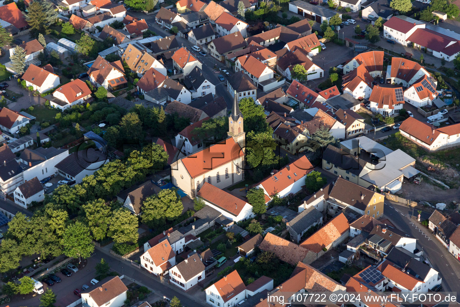 Church building of the protestantic church of Maria in the village of in Erpolzheim in the state Rhineland-Palatinate, Germany