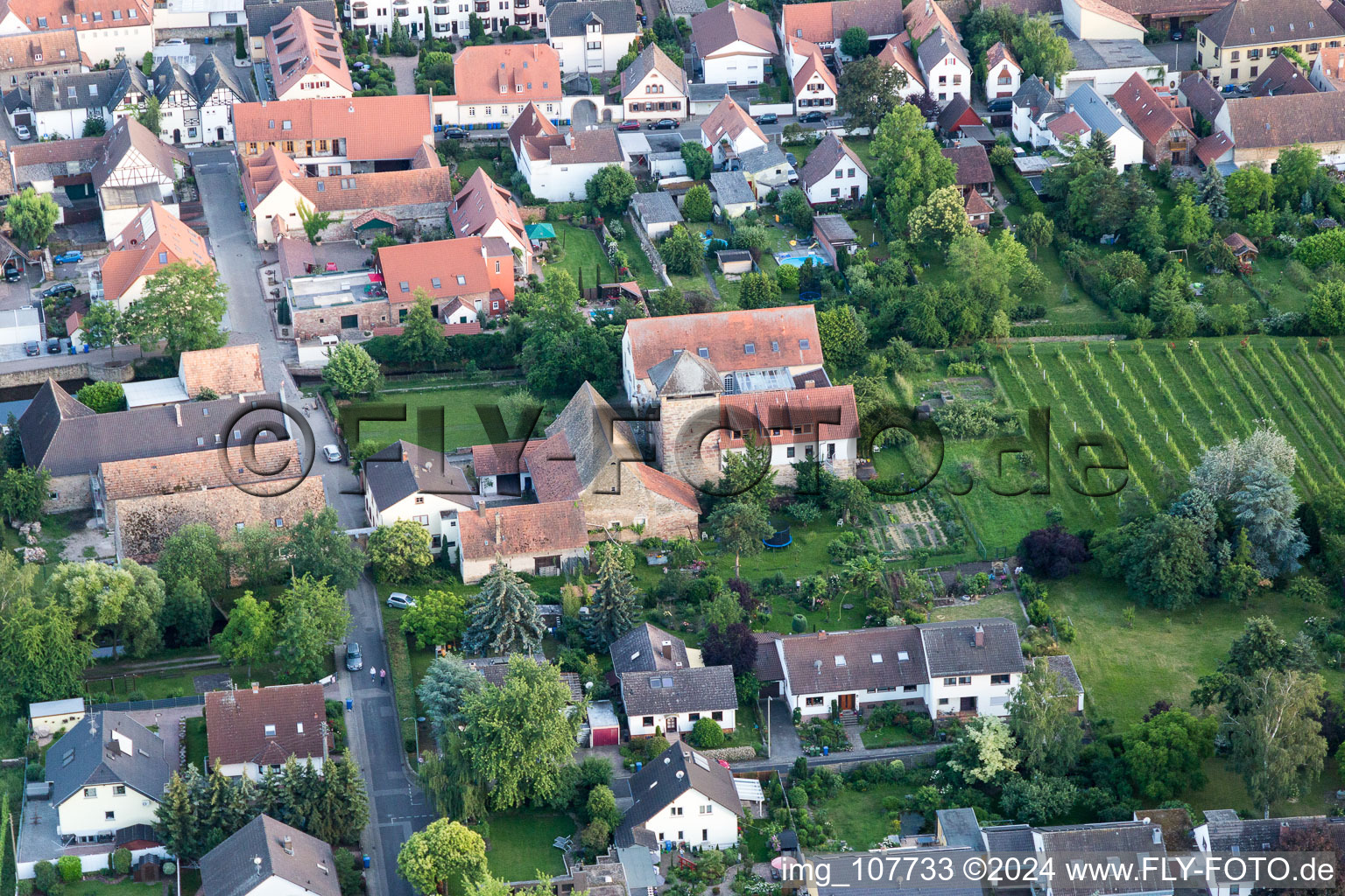 Aerial photograpy of Friedelsheim in the state Rhineland-Palatinate, Germany