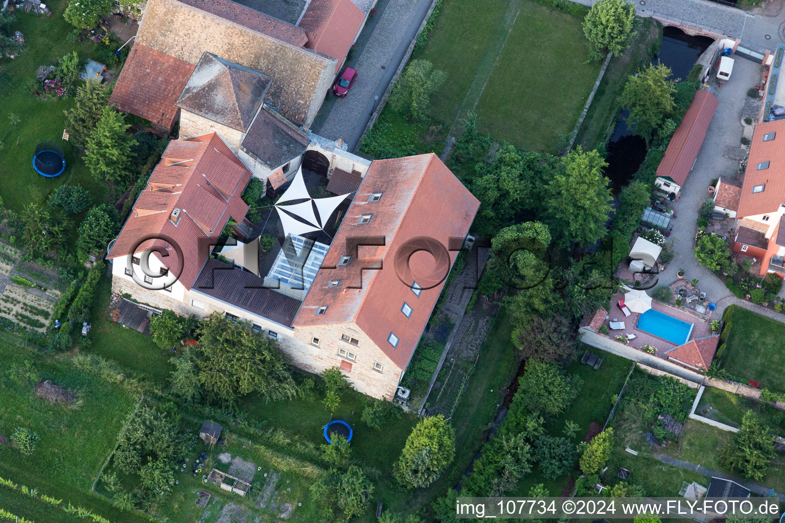 Oblique view of Friedelsheim in the state Rhineland-Palatinate, Germany