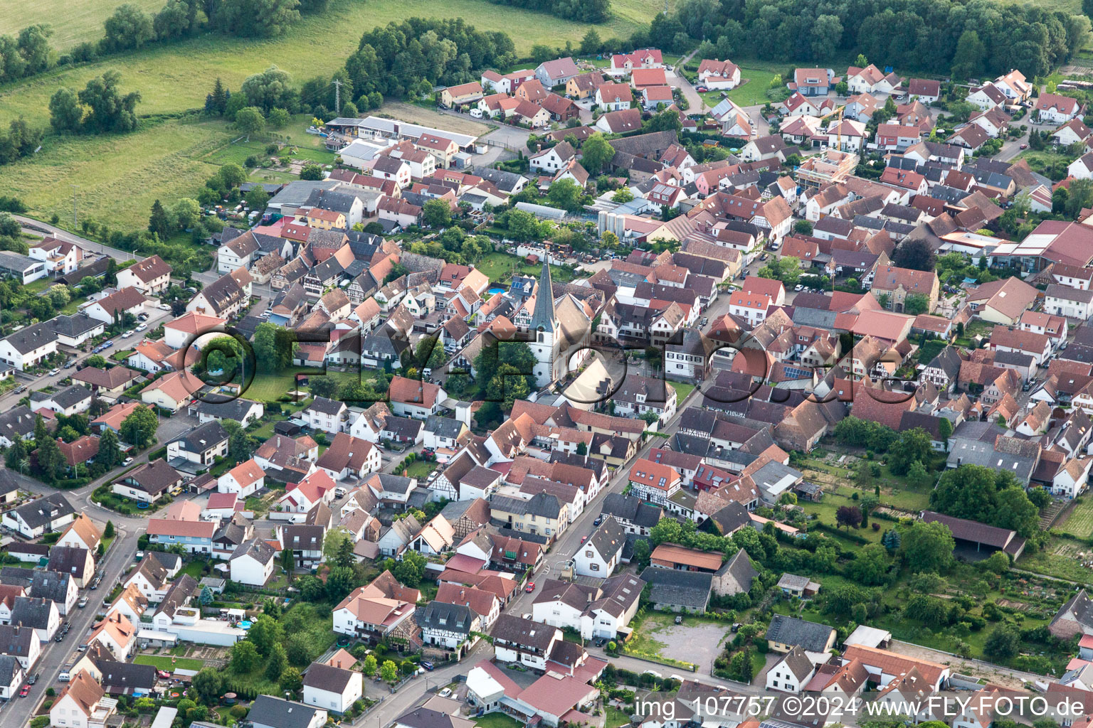 Aerial photograpy of Venningen in the state Rhineland-Palatinate, Germany