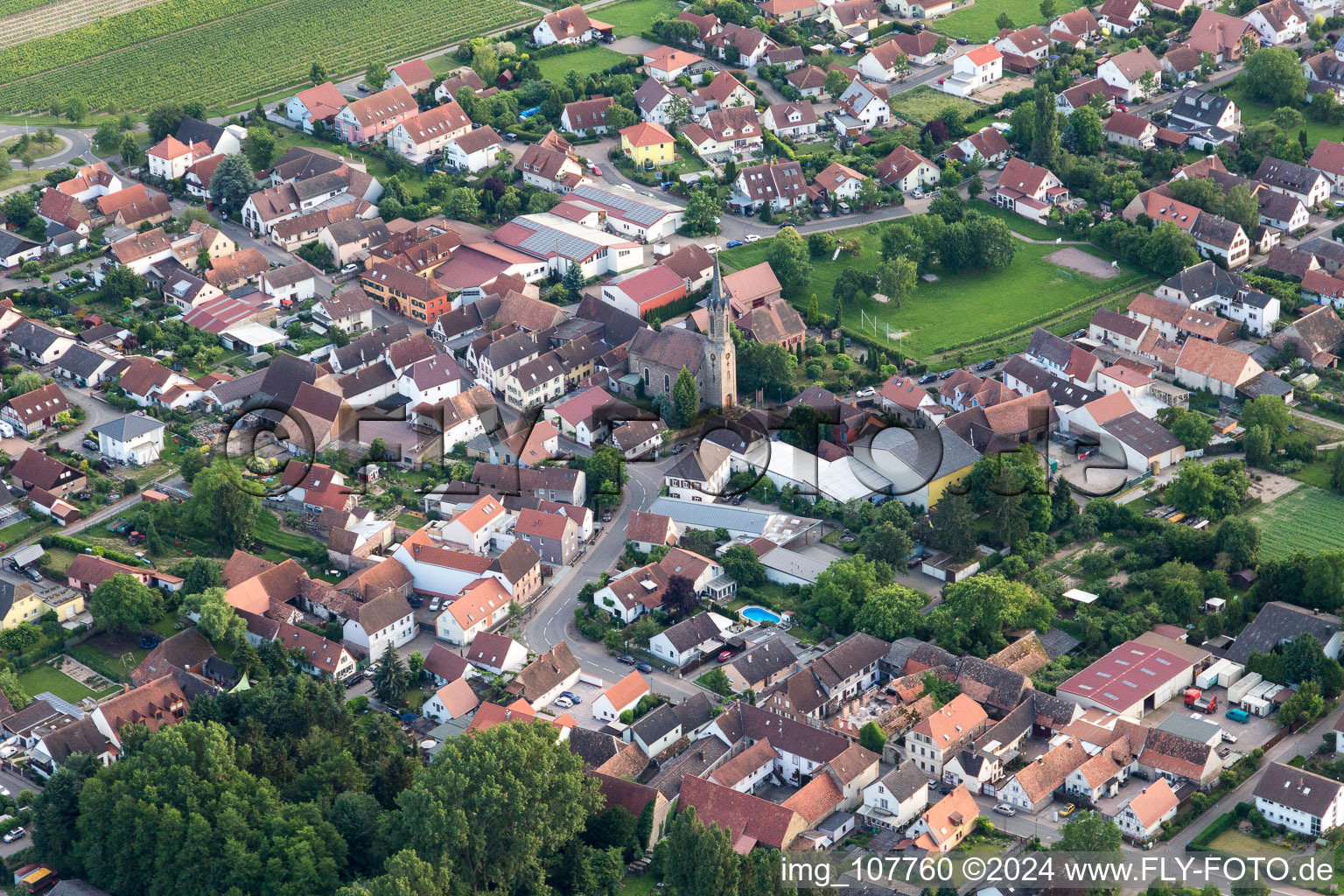 Drone image of Großfischlingen in the state Rhineland-Palatinate, Germany