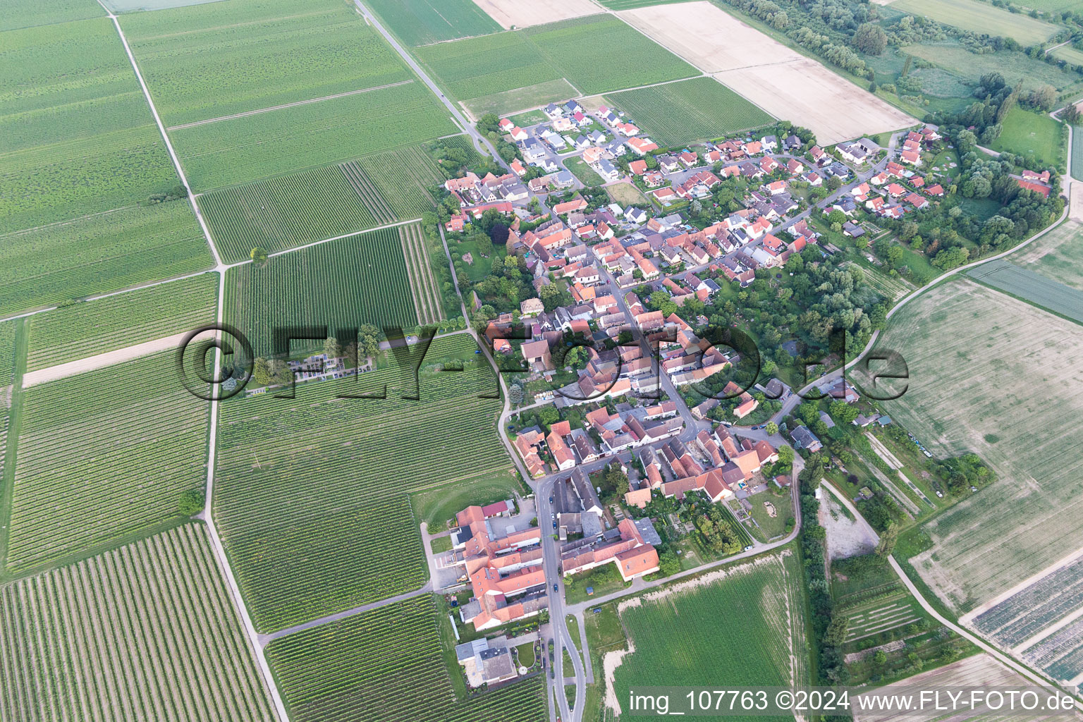 Kleinfischlingen in the state Rhineland-Palatinate, Germany viewn from the air