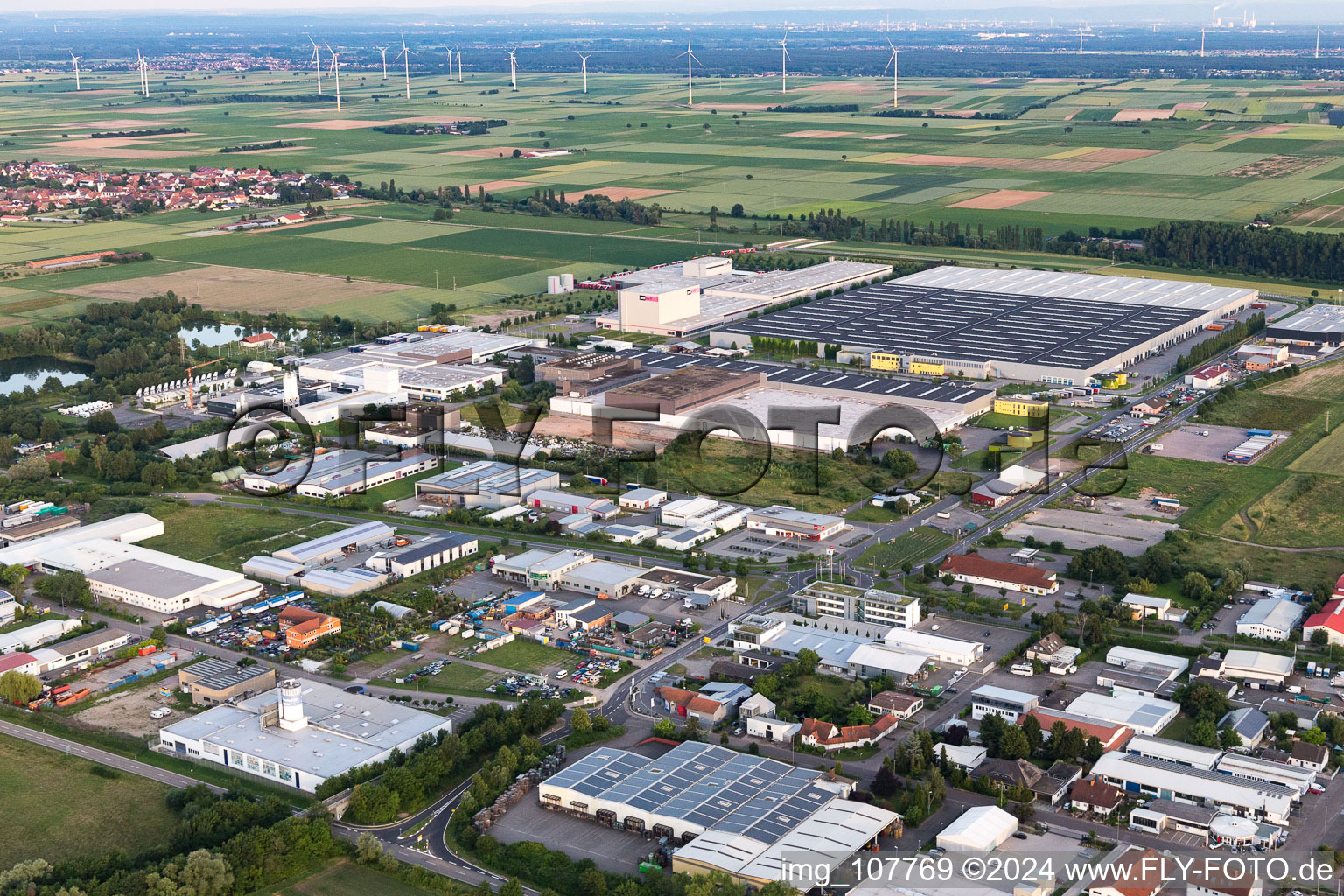 Industrial and commercial area in Offenbach an der Queich in the state Rhineland-Palatinate, Germany