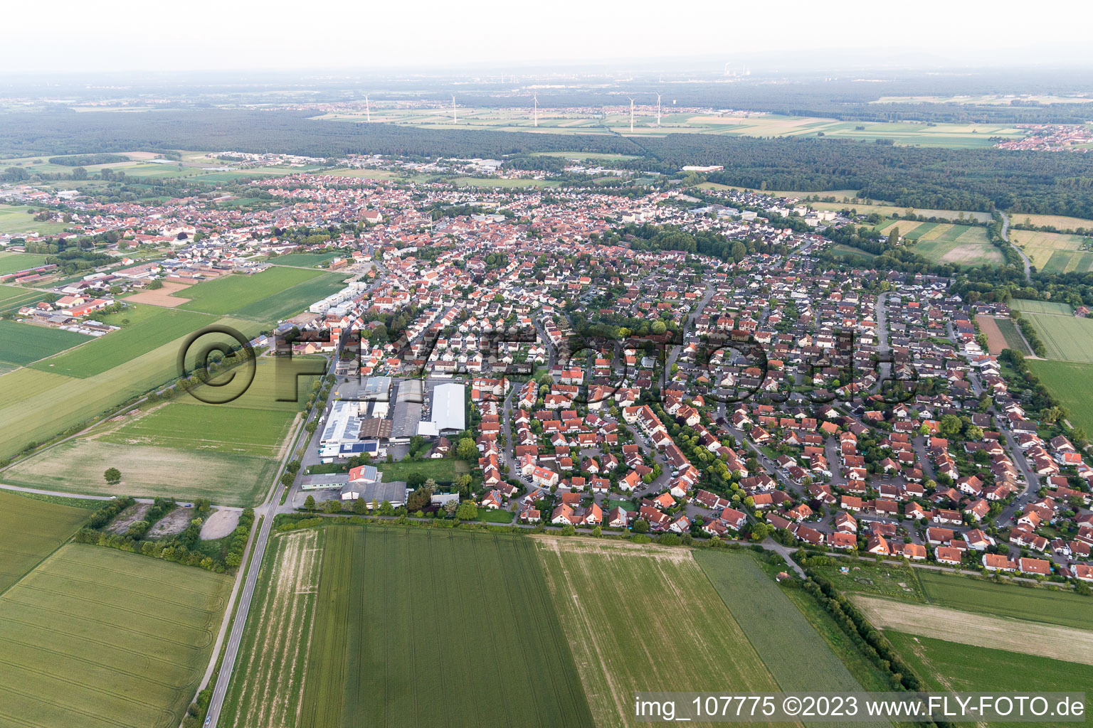 Aerial photograpy of District Herxheim in Herxheim bei Landau in the state Rhineland-Palatinate, Germany