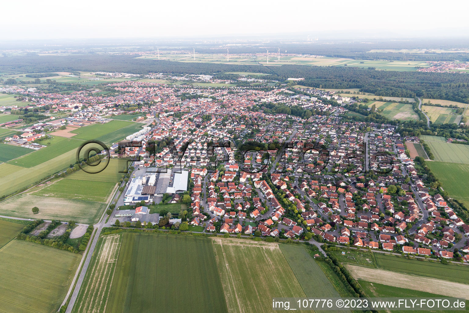 Oblique view of District Herxheim in Herxheim bei Landau in the state Rhineland-Palatinate, Germany